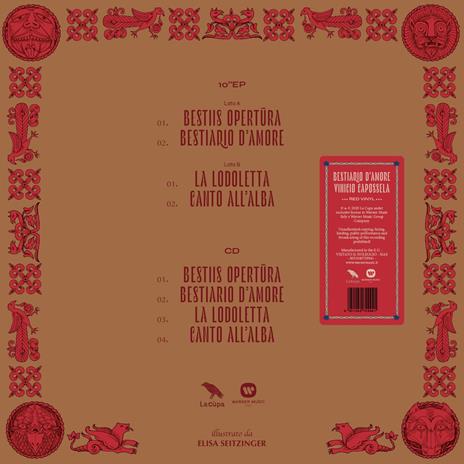 Bestiario d'amore (Red Coloured 10" Vinyl) - Vinile 10'' di Vinicio Capossela - 2