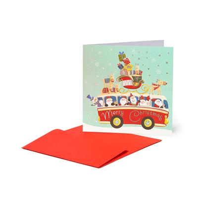 Biglietto auguri Legami Christmas, Pulmino di Natale - 7x7 cm