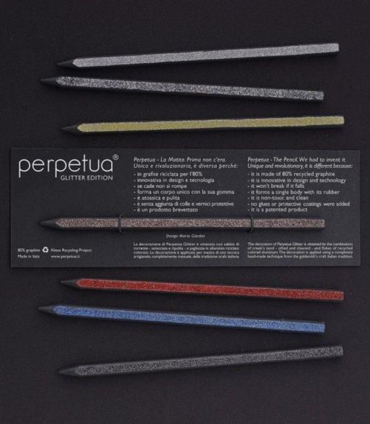 Matita Perpetua Glitter Edition Made in Italy Idea Regalo colore argento  scuro - Perpetua - Cartoleria e scuola