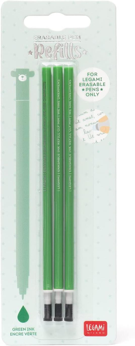 Refill penne cancellabili 3 pezzi - Green - Legami - Cartoleria e scuola
