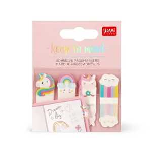 Idee regalo Legami - Segnapagina Adesivi Keep in Mind, 80 Segnapagina Adesivi (20 x 4), Adesivi Scrivibili, Tema Unicorn, 7 x 5.5 cm Legami