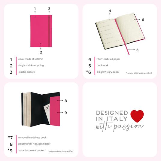 Agenda settimanale Legami 2024-2025, 18 mesi, Medium Weekly Diary con Notebook - Moonglow - 12 x 18 cm - 6