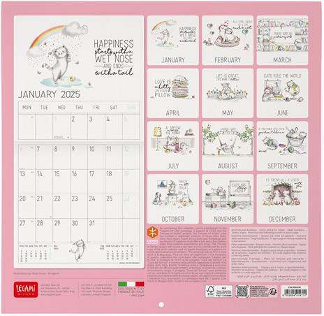 Calendario da Muro 2025 Legami - Sketchy Cats - 30 x 29 - 3