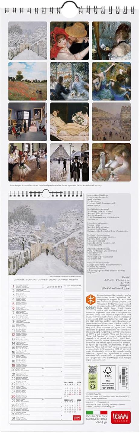 Calendario da Muro 2025 Legami - Impressionists - 16 x 49 - 3