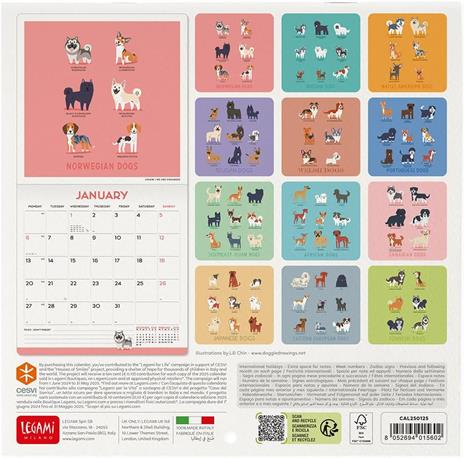 Calendario da Muro 2025 Legami - Dogs Of The World - 18 x 18 - 3