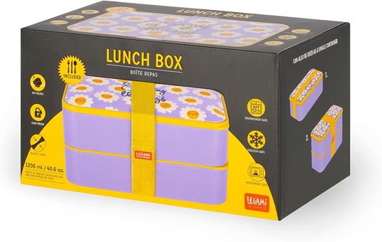 Legami - Porta Pranzo, Lunch Box con 3 Posate Incluse, Contenitore Porta Pranzo, Capacità 1200 ml - 6