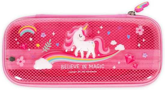 Cartoleria Legami - Astuccio Wonderwow, Tema Unicorn, 2 Scomparti e Portapenne interno, Chiusura a Zip, 23x11x5 cm Legami