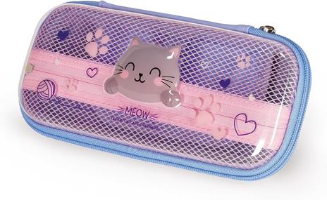 Legami - Astuccio Wonderwow, Tema Kitty, 2 Scomparti e Portapenne interno, Chiusura a Zip, 23x11x5 cm - 2
