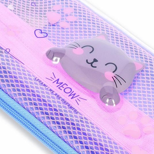 Legami - Astuccio Wonderwow, Tema Kitty, 2 Scomparti e Portapenne interno, Chiusura a Zip, 23x11x5 cm - 4