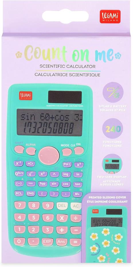 Legami - Calcolatrice Scientifica Count On Me, Tema Daisy, 3 Modalità, Base, Funzioni Scientifiche e Calcoli Statistici - 4