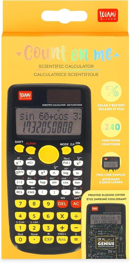 Legami - Calcolatrice Scientifica Count On Me, Tema Genius, 3 Modalità, Base, Funzioni Scientifiche e Calcoli Statistici - 4