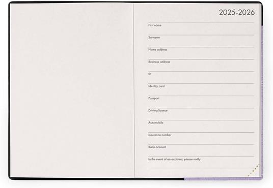 Agenda settimanale Legami 2025 -2026, 16 mesi - Small weekly Diary with block notes - Mystic lilac - 2