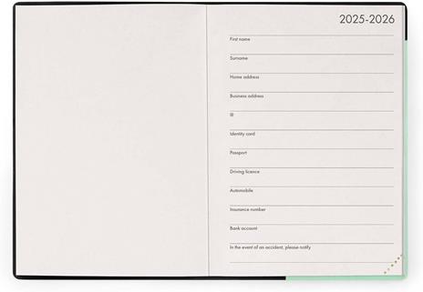 Agenda settimanale Legami 2025 -2026, 16 mesi - Small weekly Diary with block notes - Pastel mint - 2