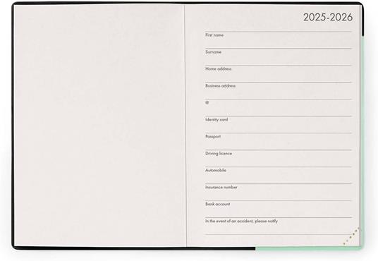 Agenda settimanale Legami 2025 -2026, 16 mesi - Small weekly Diary with block notes - Pastel mint - 2
