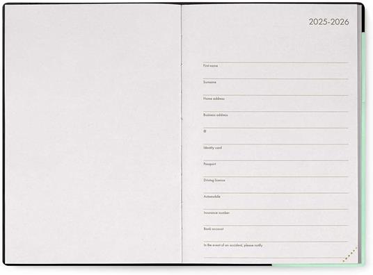 Agenda settimanale Legami 2025 -2026, 16 mesi - Medium weekly Diary - pastel mint - 2