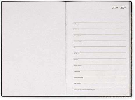 Agenda settimanale Legami 2025 -2026, 16 mesi - Medium weekly Diary - deep graphite - 2