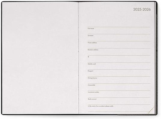 Agenda settimanale Legami 2025 -2026, 16 mesi - Medium weekly Diary - deep graphite - 2