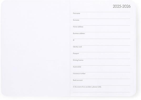 Agenda settimanale Legami 2025 -2026, 16 mesi - Small photo weekly Diary with block notes - moth - 2