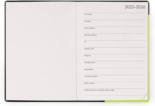 Agenda Legami 12 mesi, 2026, settimanale, Small Weekly Diary - Chartreuse - 2