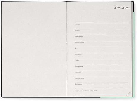 Agenda Legami 12 mesi, 2026, giornaliera, Medium Daily Diary - Pastel Mint - 2