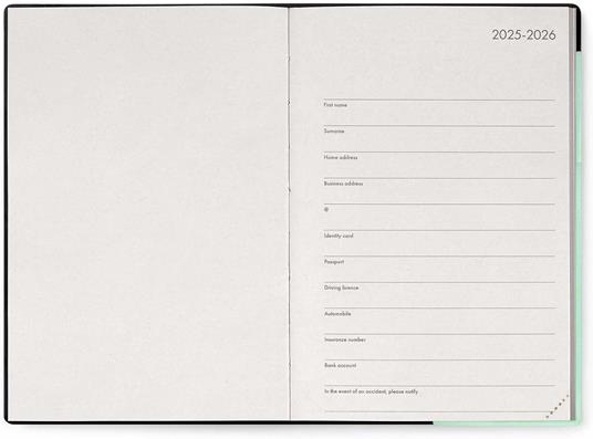 Agenda Legami 12 mesi, 2026, giornaliera, Medium Daily Diary - Pastel Mint - 2