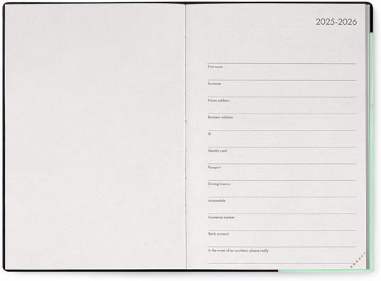 Agenda Legami 12 mesi, 2026, settimanale, Medium Weekly Diary - Pastel Mint - 2