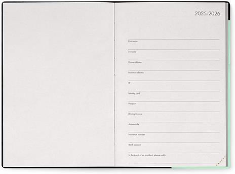Agenda Legami 12 mesi, 2026, settimanale, Medium Weekly Diary With block notes -Pastel Mint - 2