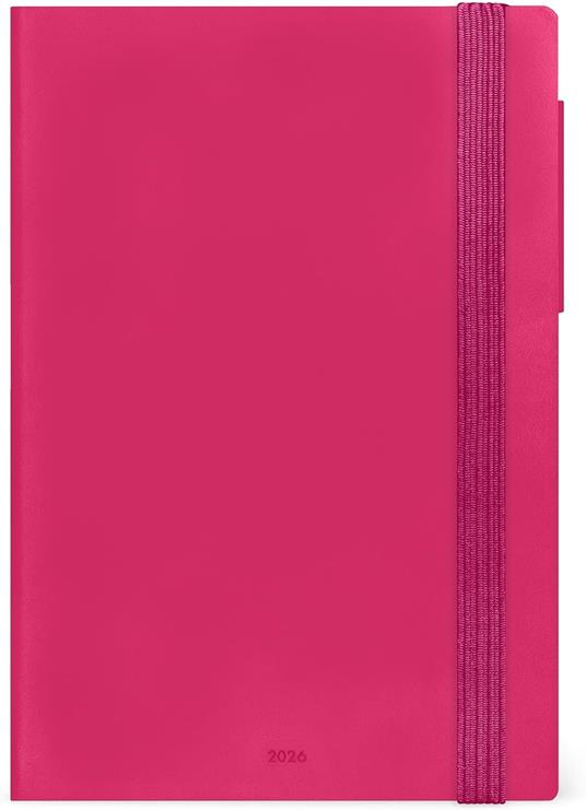Agenda Legami 12 mesi, 2026, settimanale, Medium Weekly Diary With block notes - Raspberry