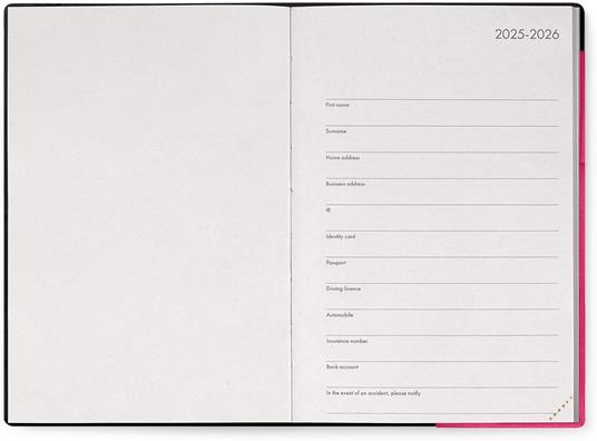 Agenda Legami 12 mesi, 2026, settimanale, Medium Weekly Diary With block notes - Raspberry - 2