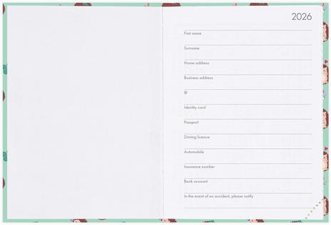 Agenda Legami 12 mesi, 2026, settimanale, Mini Photo Weekly Diary - Hedgehog - 2