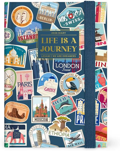 Agenda Legami 12 mesi, 2026, giornaliera, Small Photo Daily Diary - Travel Stickers