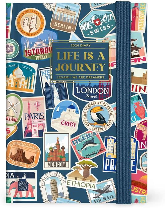 Agenda Legami 12 mesi, 2026, giornaliera, Small Photo Daily Diary - Travel Stickers