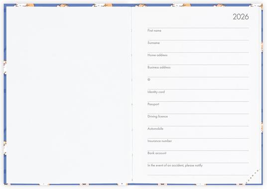 Agenda Legami 12 mesi, 2026, giornaliera, Small Photo Daily Diary - Blue Corgi - 2