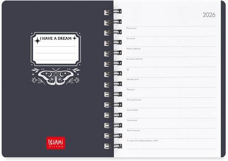 Agenda Legami 12 mesi, 2026, settimanale, Small Weekly Spiral Bound - Moth - 3