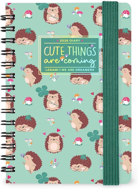 Agenda Legami 12 mesi, 2026, settimanale, Small Weekly Spiral Bound - Hedgehog