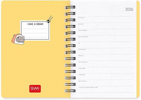 Agenda Legami 12 mesi, 2026, settimanale, Small Weekly Spiral Bound - Sushi Cat - 3