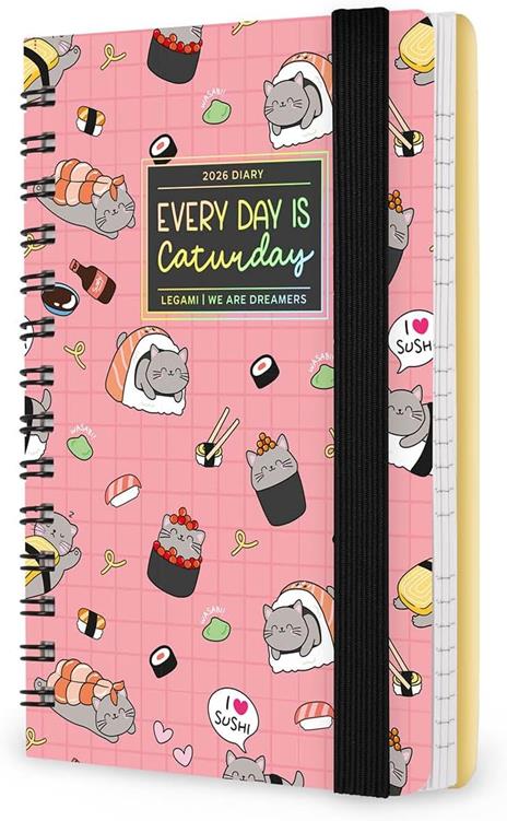 Agenda Legami 12 mesi, 2026, settimanale, Small Weekly Spiral Bound - Sushi Cat - 4