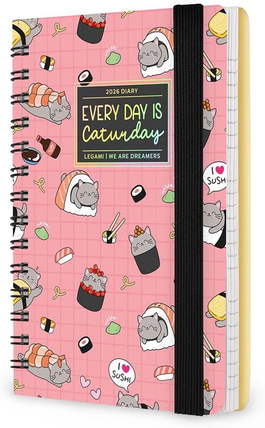 Agenda Legami 12 mesi, 2026, settimanale, Small Weekly Spiral Bound - Sushi Cat - 4
