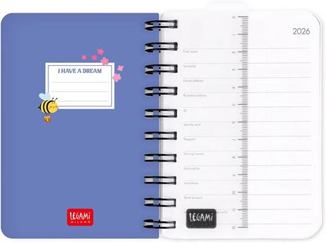 Agenda Legami 12 mesi, 2026, giornaliera, Small Daily Spiral Bound - Bee - 3