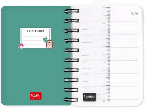 Agenda Legami 12 mesi, 2026, giornaliera, Small Daily Spiral Bound - Hedgehog - 3