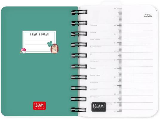 Agenda Legami 12 mesi, 2026, giornaliera, Small Daily Spiral Bound - Hedgehog - 3