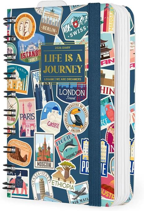 Agenda Legami 12 mesi, 2026, giornaliera, Small Daily Spiral Bound - Travel Stickers - 4
