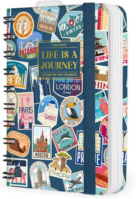 Agenda Legami 12 mesi, 2026, giornaliera, Small Daily Spiral Bound - Travel Stickers - 4