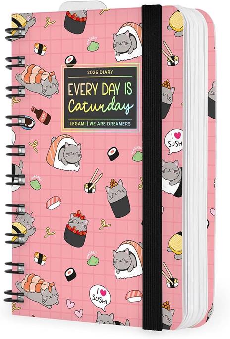 Agenda Legami 12 mesi, 2026, giornaliera, Small Daily Spiral Bound - Sushi Cat - 4