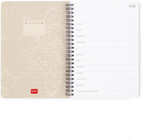 Agenda Legami 12 mesi, 2026, settimanale, Large Weekly Spiral Bound - Travel - 2