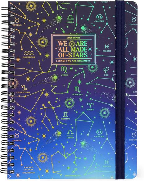 Agenda Legami 12 mesi, 2026, settimanale, Large Weekly Spiral Bound - Stars