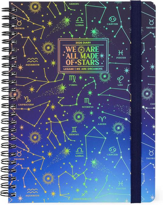 Agenda Legami 12 mesi, 2026, settimanale, Large Weekly Spiral Bound - Stars