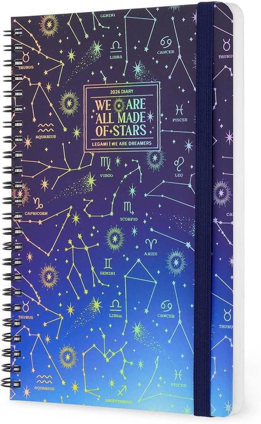 Agenda Legami 12 mesi, 2026, settimanale, Large Weekly Spiral Bound - Stars - 4