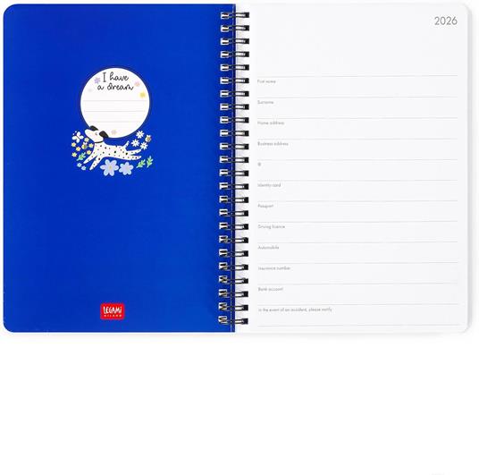 Agenda Legami 12 mesi, 2026, settimanale, Large Weekly Spiral Bound - Dogs - 2