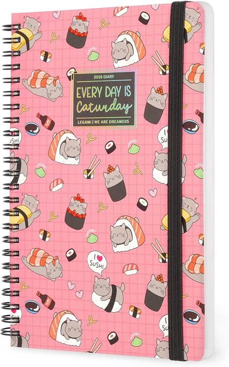 Agenda Legami 12 mesi, 2026, settimanale, Large Weekly Spiral Bound - Sushi Cat - 4